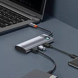 Мультипортовый USB Type-C хаб Baseus Metal Gleam Series 7-in-1 Multifunctional Type-C HUB Docking Station Grey (WKWG020113) - миниатюра 4