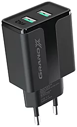 Сетевое зарядное устройство Grand-X 5V 2.4A + 2xUSB - A Black (CH-15B) - миниатюра 3