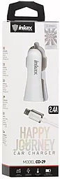Автомобильное зарядное устройство Inkax Car charger 2 USB 2.4A + Micro USB cable White (CD-29) - миниатюра 4