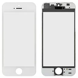 Корпусне скло дисплея Apple iPhone 5, 5C, 5S, SE (з OCA плівкою) with frame (original) White