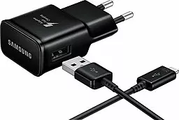 Сетевое зарядное устройство с быстрой зарядкой Samsung Home charger + micro USB Cable Black (EP-TA200)