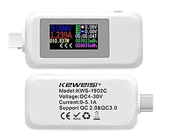USB тестер Keweisi KWS-1902С USB-C 4/30V 1/5A White