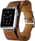 Сменный ремешок для умных часов Apple Watch iCarer Classic Genuine Leather Quadri Watch band 38mm Orange - миниатюра 3