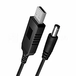 Кабель USB EasyLife USB-A - DC 5.5x2.1mm с преобразователем 5V -> 12V Black