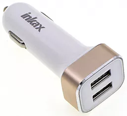 Автомобильное зарядное устройство Inkax CD-04 2USB 2.4A + Lightning Cable White