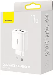 Сетевое зарядное устройство Baseus Compact Charger 17W 3xUSB-A White (CCXJ020102) - миниатюра 6