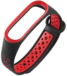 Сменный ремешок для фитнес трекера Sport for Xiaomi Mi Band 3/Mi Smart Band 4 Nike Series Black/Red - миниатюра 3