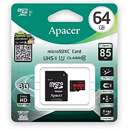 Карта памяти Apacer microSDXC 64GB R85 Class 10 UHS-I U1 + SD-адаптер (AP64GMCSX10U5-R) - миниатюра 3