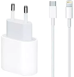 Сетевое зарядное устройство с быстрой зарядкой Apple 20W USB-C Power Adapter + USB-C to Lightning cable HQ Copy white - миниатюра 2