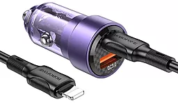Автомобильное зарядное устройство Borofone BZ20 Smart 38W PD/QC USB-C/USB-A + USB-C - Lightning Cable Purple - миниатюра 2