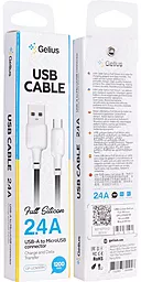 Кабель USB Gelius Full Silicon GP-UCN001M 18W 2.4A 1.2M micro USB Cable Black/White - миниатюра 5
