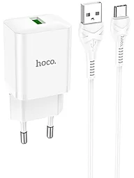 Сетевое зарядное устройство Hoco N26 Maxim 18W QC3.0 USB-A + USB-C Cable White
