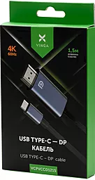 Видеокабель Vinga USB Type-C - DisplayPort v1.2 4k 60hz 1.5m black (VCPVCCD1215) - миниатюра 3