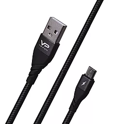 Кабель USB Veron NM09 Nylon 12w 2.4a 0.25m micro USB cable black - миниатюра 2