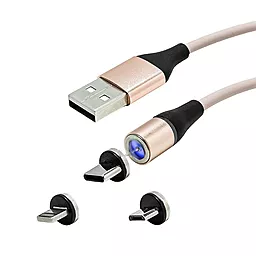 Кабель USB XoKo SC-400 Magnetic 3-in-1 USB to Type-C/Lightning/micro USB Cable rose gold (SC-400MGNT-RS) - миниатюра 4