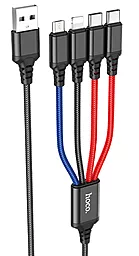 Кабель USB Hoco X76 Super 4-in-1 USB to Type-C/Type-C/Lightning/micro USB Cable black