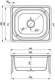 Кухонная мойка Deante Doppio 480х430х175мм (ZEN_0103) - миниатюра 2