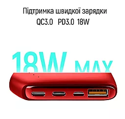Повербанк ColorWay Soft Touch 10000mAh 18W Red (CW-PB100LPE3RD-PD) - миниатюра 4