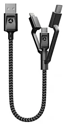 USB Кабель Nomad Universal 0.3M 3-in-1 USB Type-C/Lightning/micro USB Cable Black (0.3 m) (NM0B5BA000)