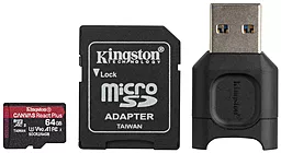 Карта памяти Kingston microSDXC 64GB Canvas React Plus Class 10 UHS-II U3 V90 A1 + SD-адаптер (MLPMR2/64GB)