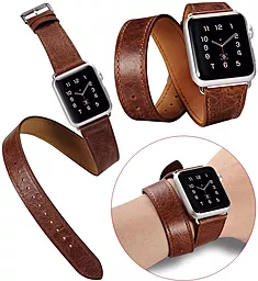 Сменный ремешок для умных часов Apple Watch iCarer Classic Genuine Leather Quadri Watch band 38mm Кофейный - миниатюра 4