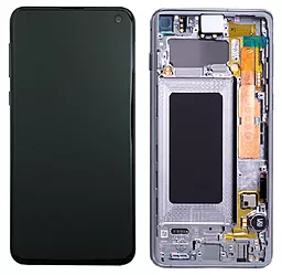 Дисплей Samsung Galaxy S10 G973 з тачскріном і рамкою, сервісний оригінал, Prism White