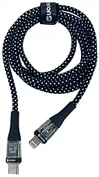 Кабель USB PD Veron CL01 Nylon LED 27w 3a 1.2m USB Type-C - Lightning cable black - миниатюра 3