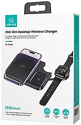 Беспроводное (индукционное) зарядное устройство Usams 15w PD/QC 3-in-1 desktop wireless charger black (US-CD190) - миниатюра 6