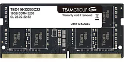 Оперативна пам'ять для ноутбука Team Elite SO-DIMM DDR4 16 GB 3200MHz (TED416G3200C22-S01)