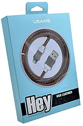 Кабель USB Usams Leather Lightning Cable Brown - миниатюра 2