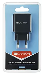 Сетевое зарядное устройство Canyon 2.1A 2xUSB-A ports home charger black (CNE-CHA03B) - миниатюра 2