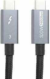 USB PD Кабель PowerPlant Thunderbolt3 40Gbps 20V 5A 4K USB Type-C - Type-C Cable Black