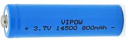 Аккумулятор ViPow 14500 800mAh 3.7V Li-ion (ICR14500-800mAhTT Blue) - миниатюра 2