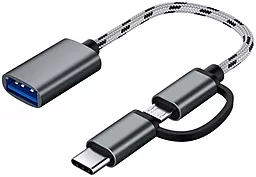 Адаптер-перехідник Puluz M-F micro USB -> Type-C -> USB-A Black (SAS5202H)