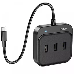 USB Type-C хаб Hoco HB31 Easy 4-in-1 4xUSB2.0 0,2m Hub black - миниатюра 3