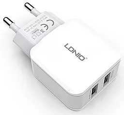 Сетевое зарядное устройство LDNio 2 usb 2.4A White (A2202) - миниатюра 2
