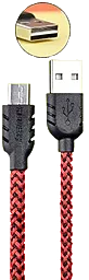 USB Кабель Remax Nylon micro USB Cable Red / Black - мініатюра 2