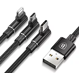 Кабель USB Baseus MVP Mobile Game 18w 3.5a 3-in-1 USB to Type-C/Lightning/micro USB cable black (CAMLT-WZ01)