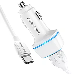 Автомобильное зарядное устройство Borofone BZ14 2USB 2.4A + USB Type-C Cable White - миниатюра 2