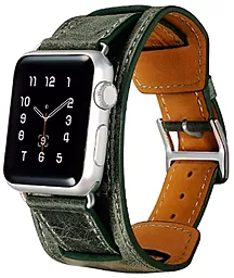 для умных часов Apple Watch iCarer Classic Genuine Leather Quadri Watch band 38mm Green - миниатюра 2