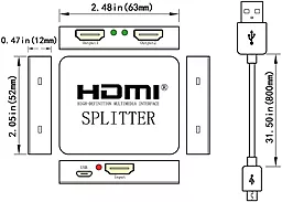 Видео сплиттер PowerPlant HDMI F-2xF V1.4 4Kx2K 3D (HDSP2-M/CA911462) - миниатюра 5