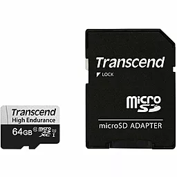 Карта памяти Transcend microSDXC 64GB High Endurance Class 10 UHS-I U1 + SD-адаптер (TS64GUSD350V)