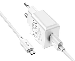 Сетевое зарядное устройство Hoco C106A 2.1A USB Port + mirco USB Cable White - миниатюра 2