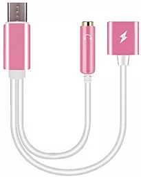 Аудіо-перехідник EasyLife KY-174 M-F USB Type-C -> Type-C + 3.5mm White/Pink