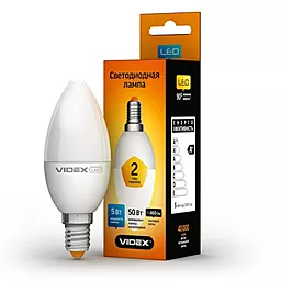 Світлодіодна лампа (LED) Videx C37e 5W E14 3000K 220V (VL-C37e-05143) - мініатюра 2