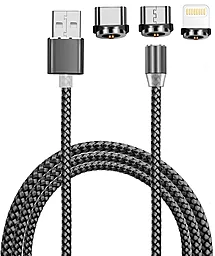 USB Кабель XoKo Magnetic 3-in-1 USB to Type-C/Lightning/micro USB Cable grey (SC-350MGNT-GR)