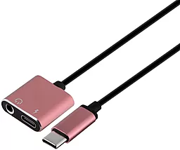 Аудіо-перехідник EasyLife GL-022 M-F Type-C -> Type-C + 3.5mm Pink