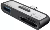 Адаптер-перехідник Baseus USB-C to USB3.0/Card Reader Black (ACTQY-01) - мініатюра 2
