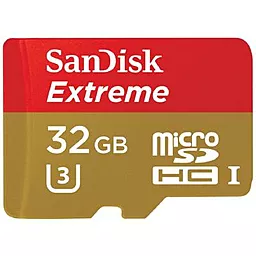 Карта пам'яті SanDisk microSDHC 32GB Extreme Class 10 UHS-I U3 + SD-адаптер (SDSQXNE-032G-GN6AA) - мініатюра 2