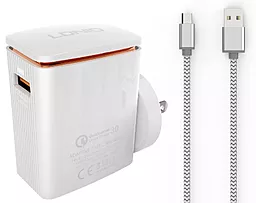 Сетевое зарядное устройство с быстрой зарядкой LDNio A1301Q Quick Charge 3.0 + USB Type-C Cable White